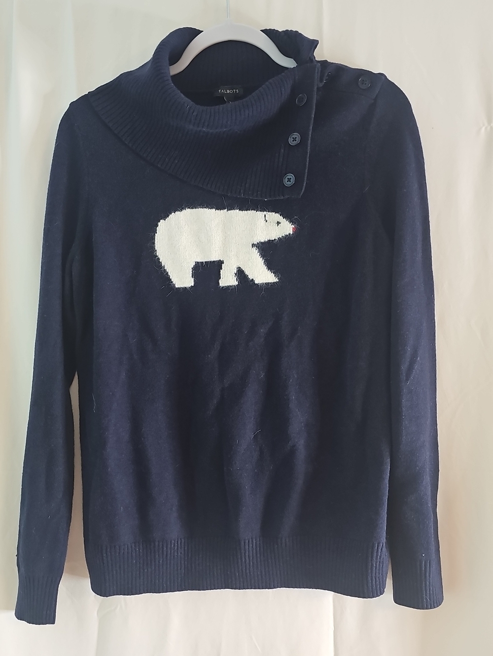 Talbots Navy Polar Bear Turtleneck Sweater
